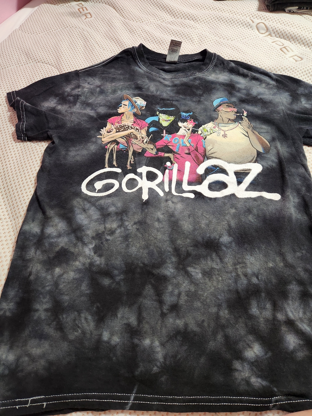 Black Tie-Dye Band Graphic Tee- Gorillaz